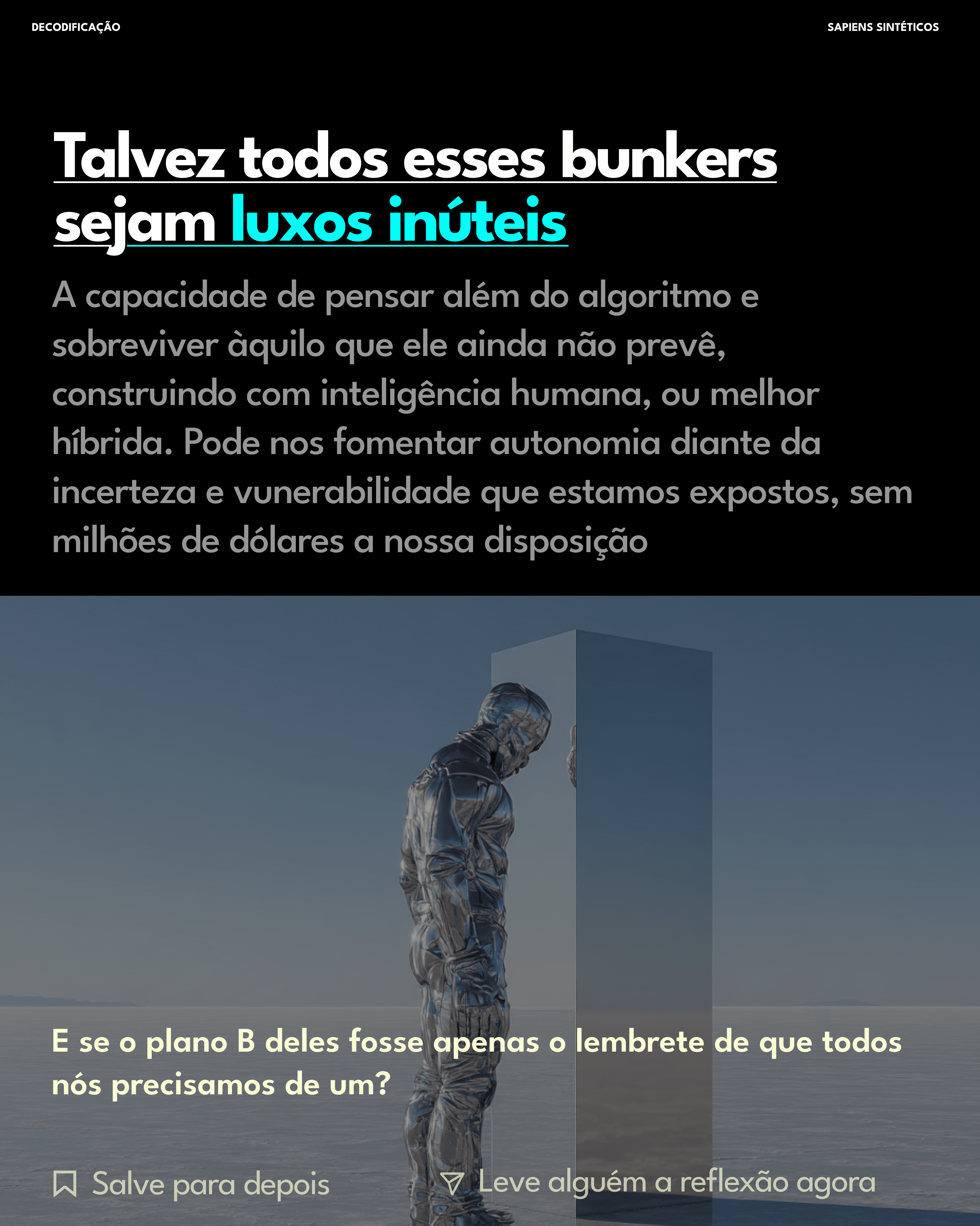 Talvez bunkers sejam luxos inúteis