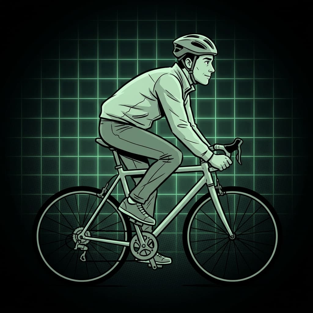 Arte IA: Ciclista urbano em movimento, estilo editorial
