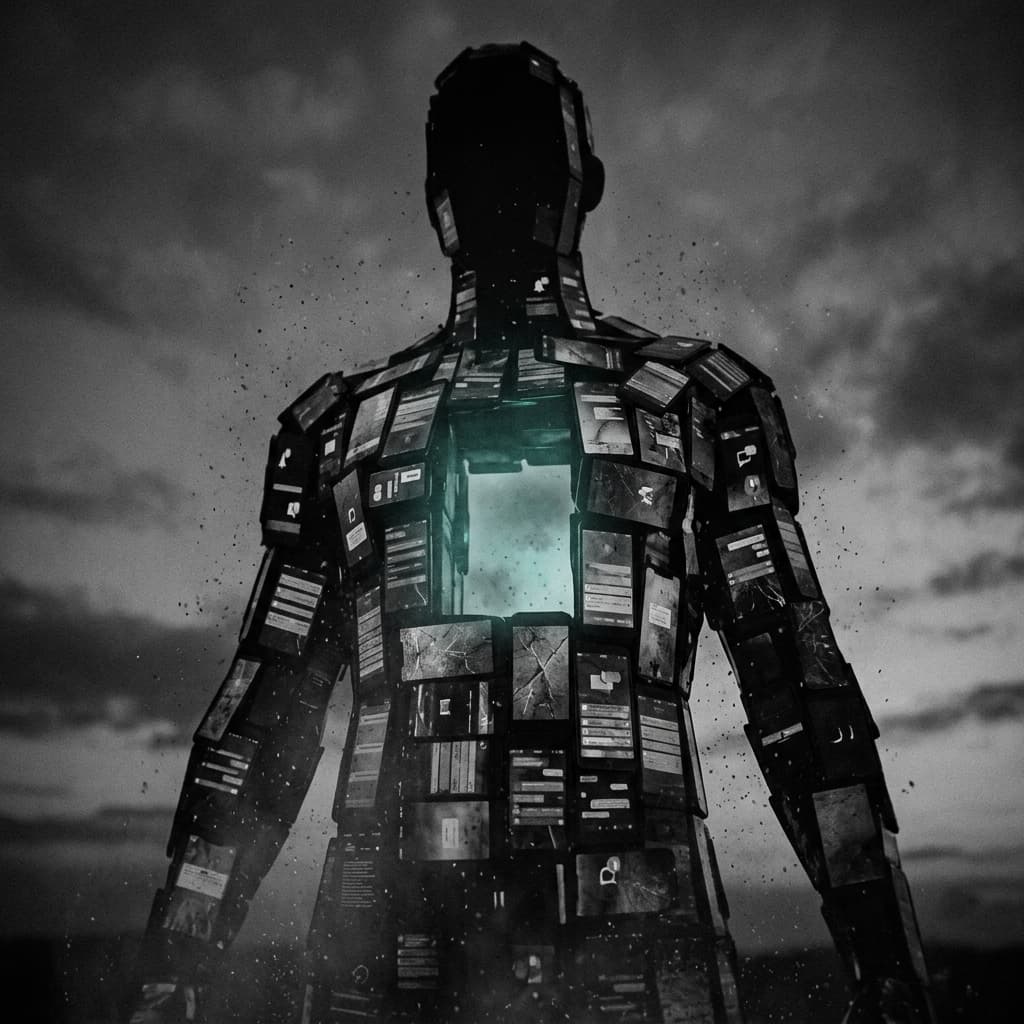 Vazio digital: Silhueta de telas de celular, arte sombria