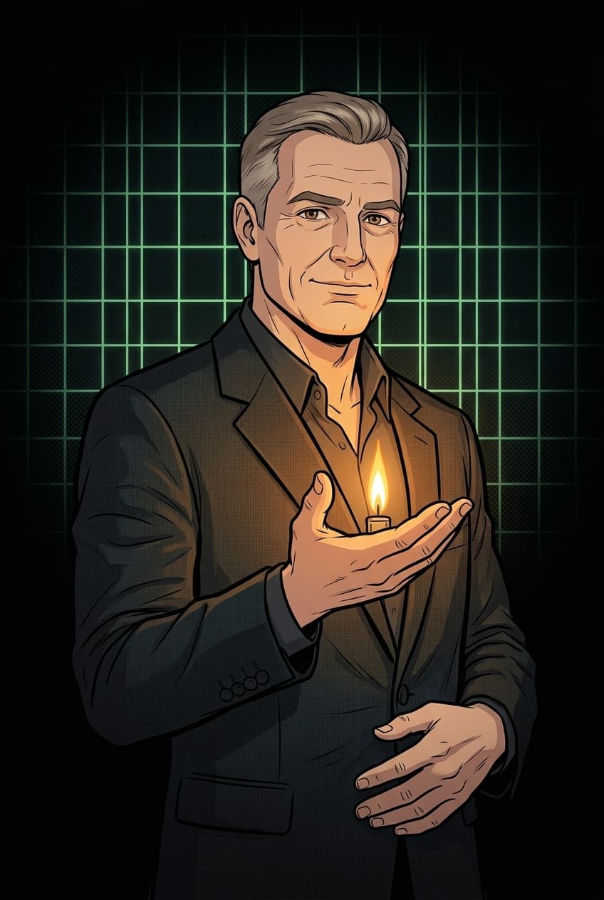Retrato editorial adulto, ilustração digital com IA