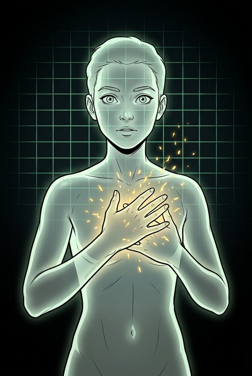 Ilustração editorial de personagem adulto, arte IA