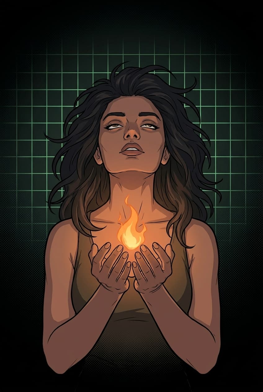 Ilustração editorial adulta, retrato digital com IA