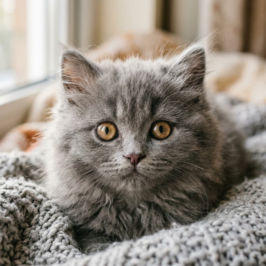 Gatinho cinza fofo: retrato de arte com IA