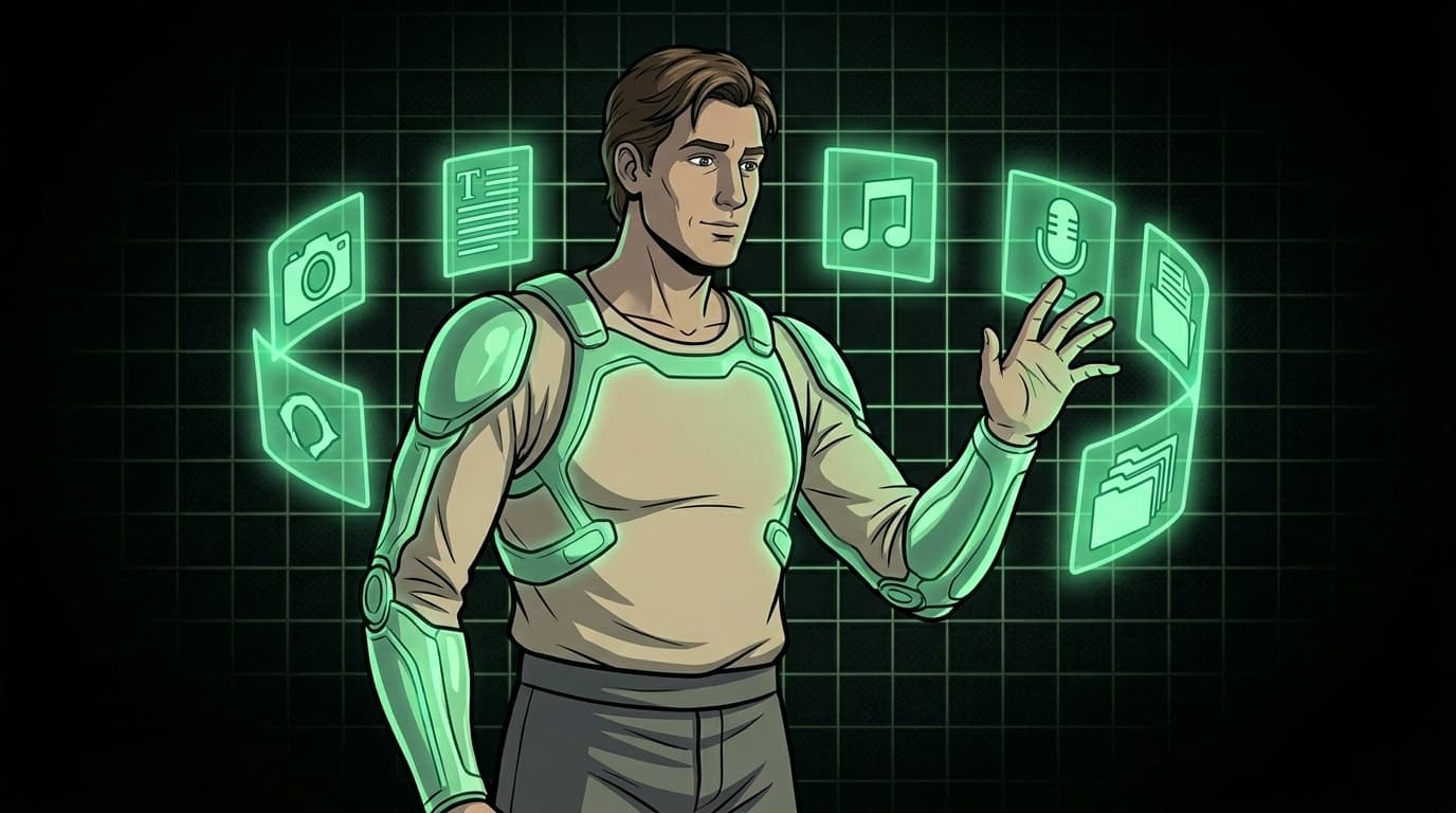 Arte IA: Operador futurista com interface holográfica