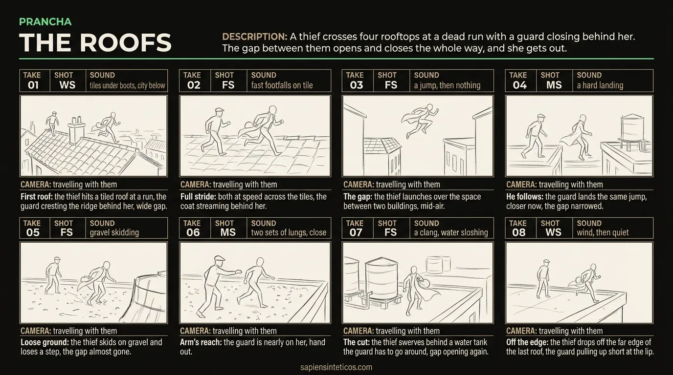 Storyboard minimalista com design editorial escuro