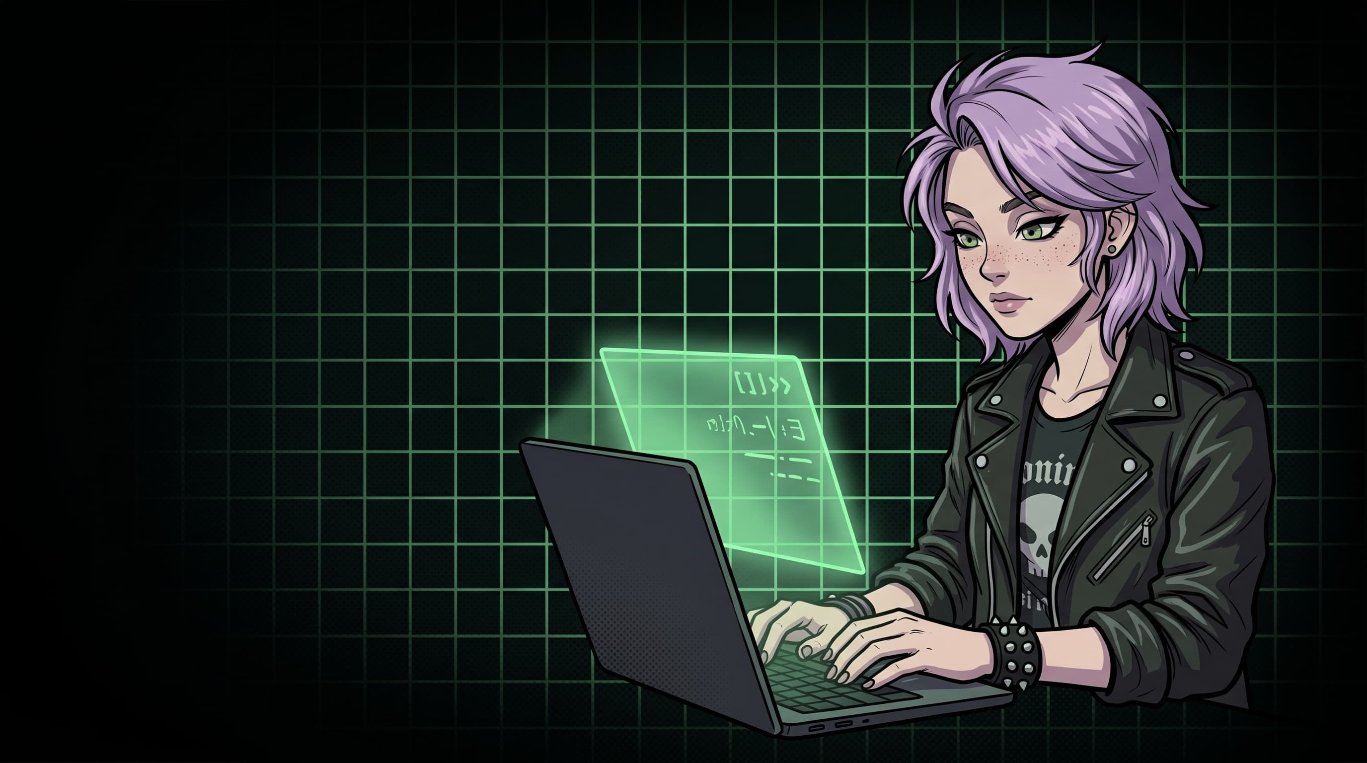 Helen Ailith: Ilustração de IA, mulher focada no laptop