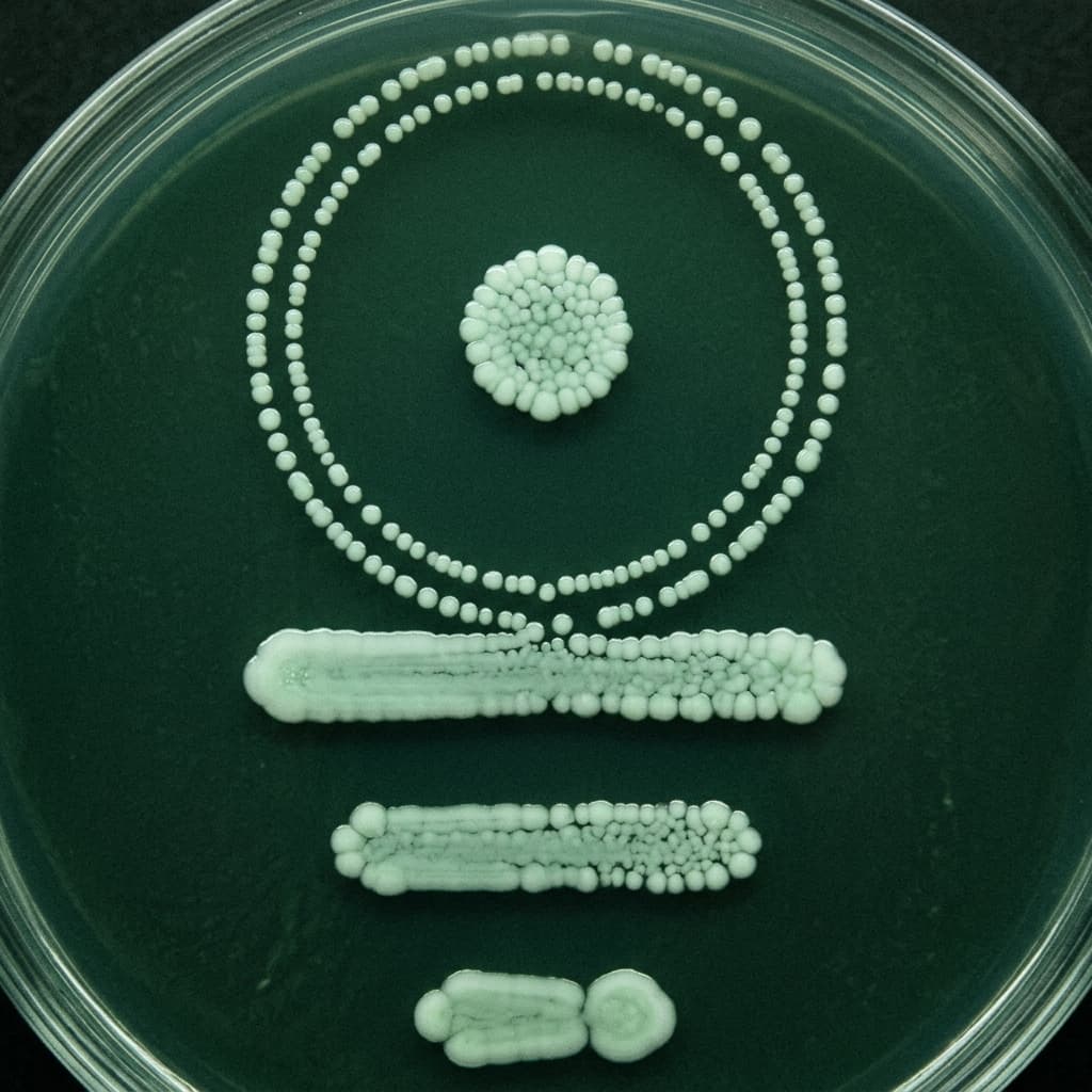 Arte IA: Símbolo orgânico de colônias em placa de Petri