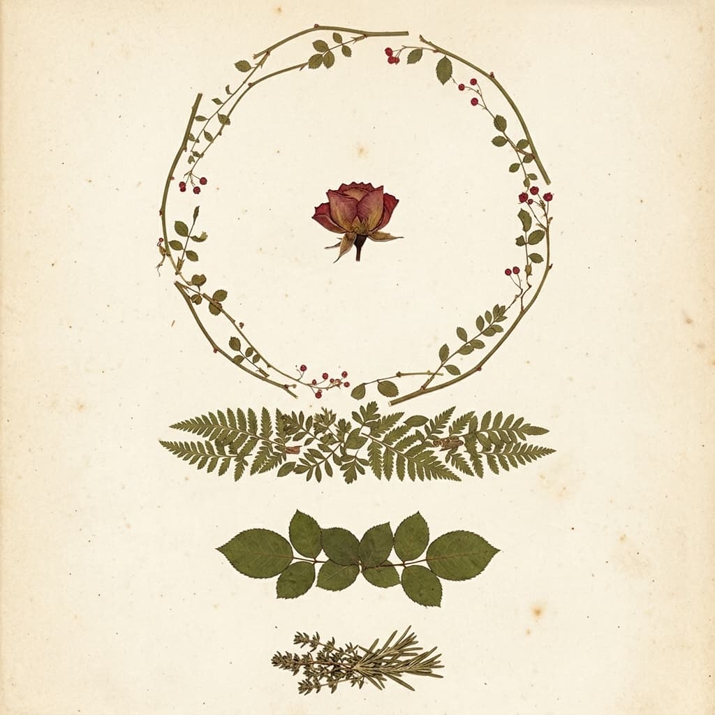 Arte botânica vintage, design floral de herbário