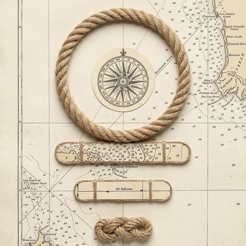Símbolo náutico vintage, arte IA de mapa e corda