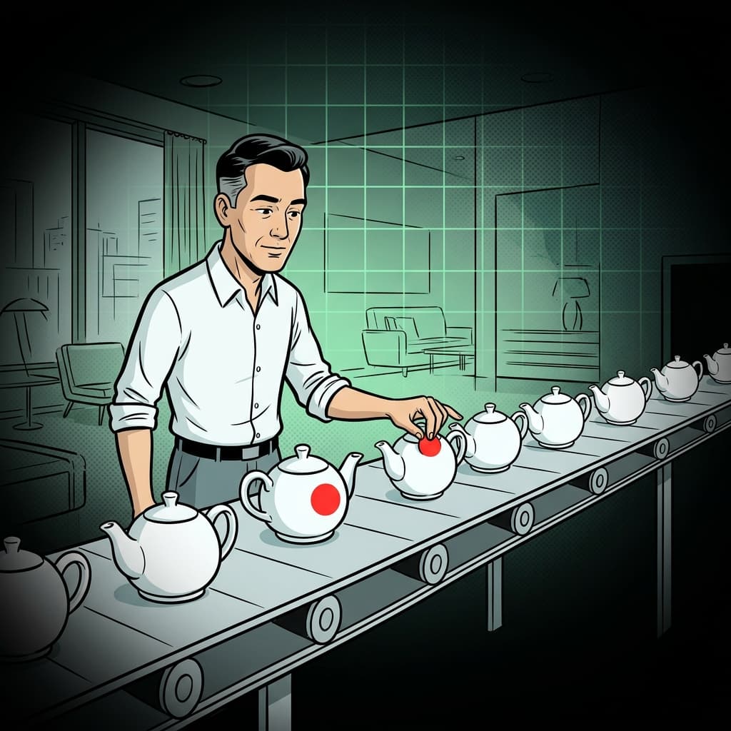 Designer curando arte industrial em estúdio moderno, ilustração IA