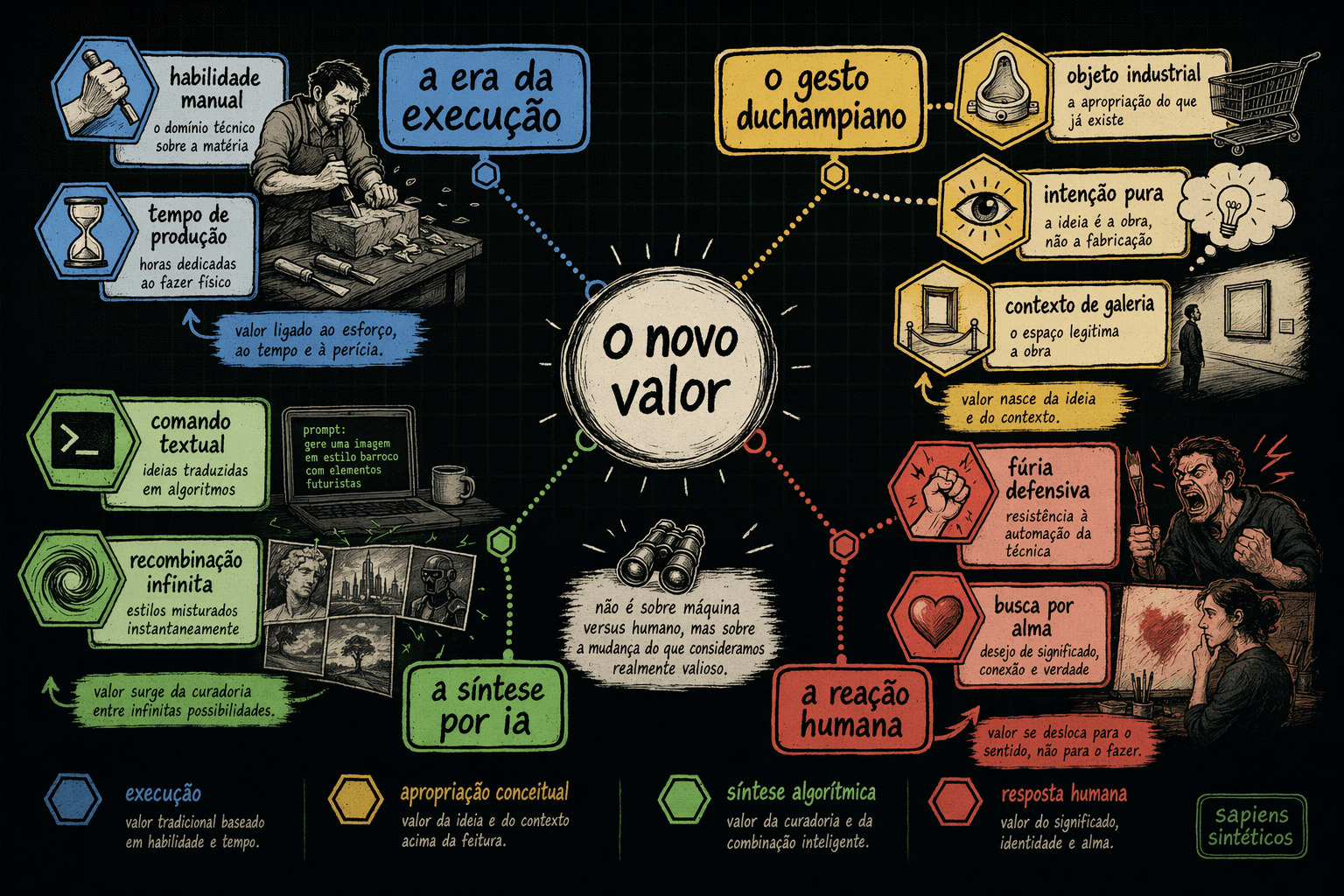 Infográfico editorial: mapa visual de conceitos desenhado