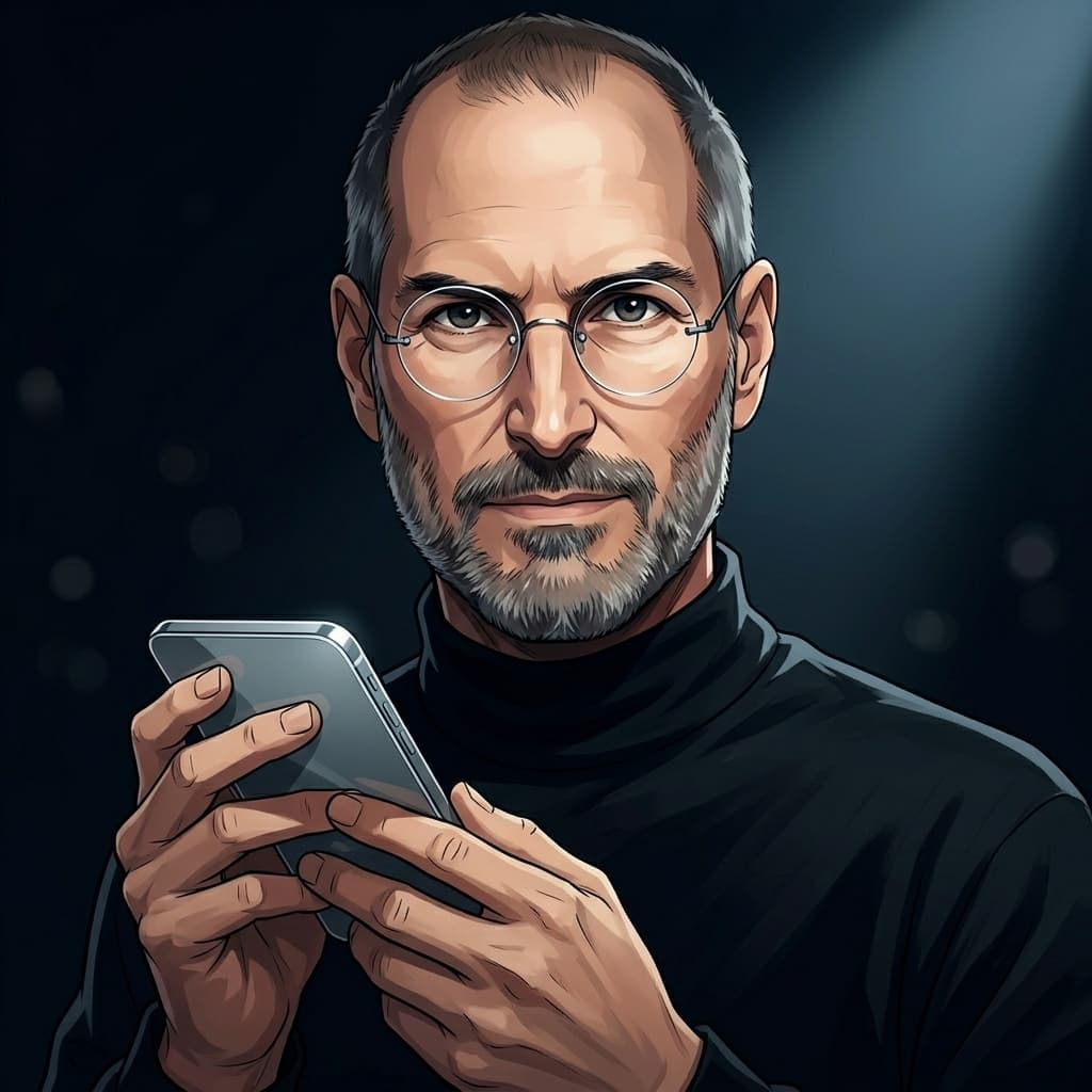 Steve Jobs anime, retrato visionário de tecnologia