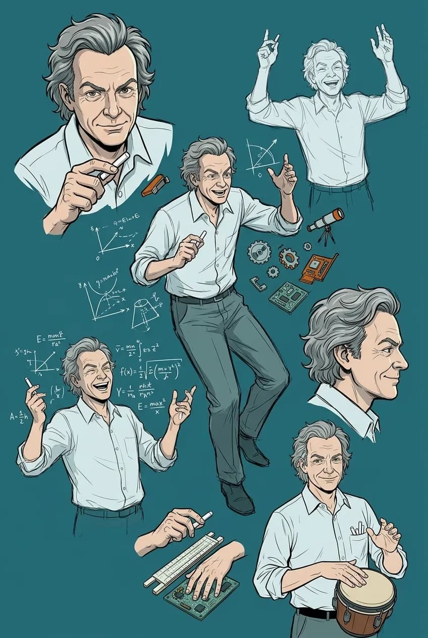 Richard Feynman em prancha de design de personagem