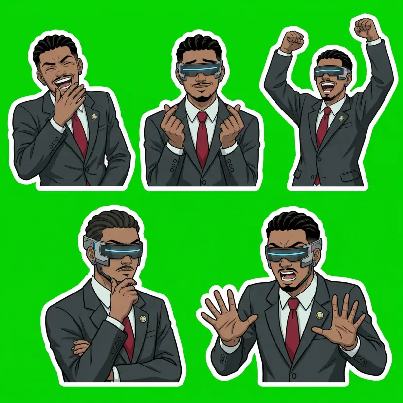 Adesivos de anime com expressões emocionais variadas