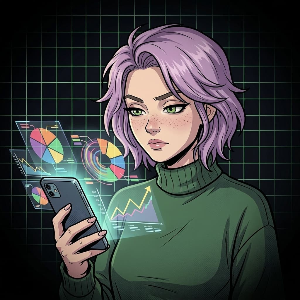 Ilustração arte IA: Helen Ailith, retrato editorial adulto