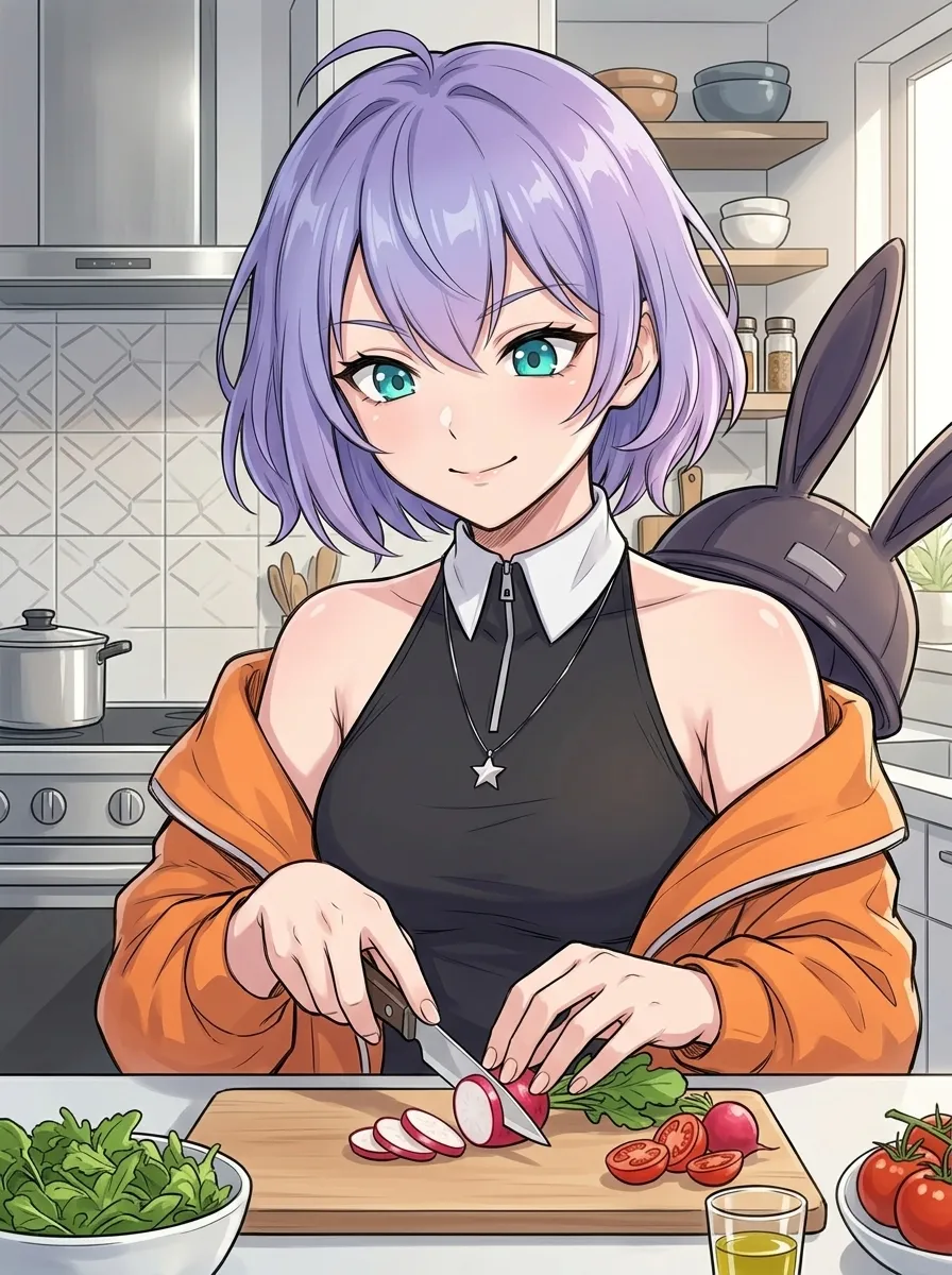 Mulher preparando refeição saudável na cozinha