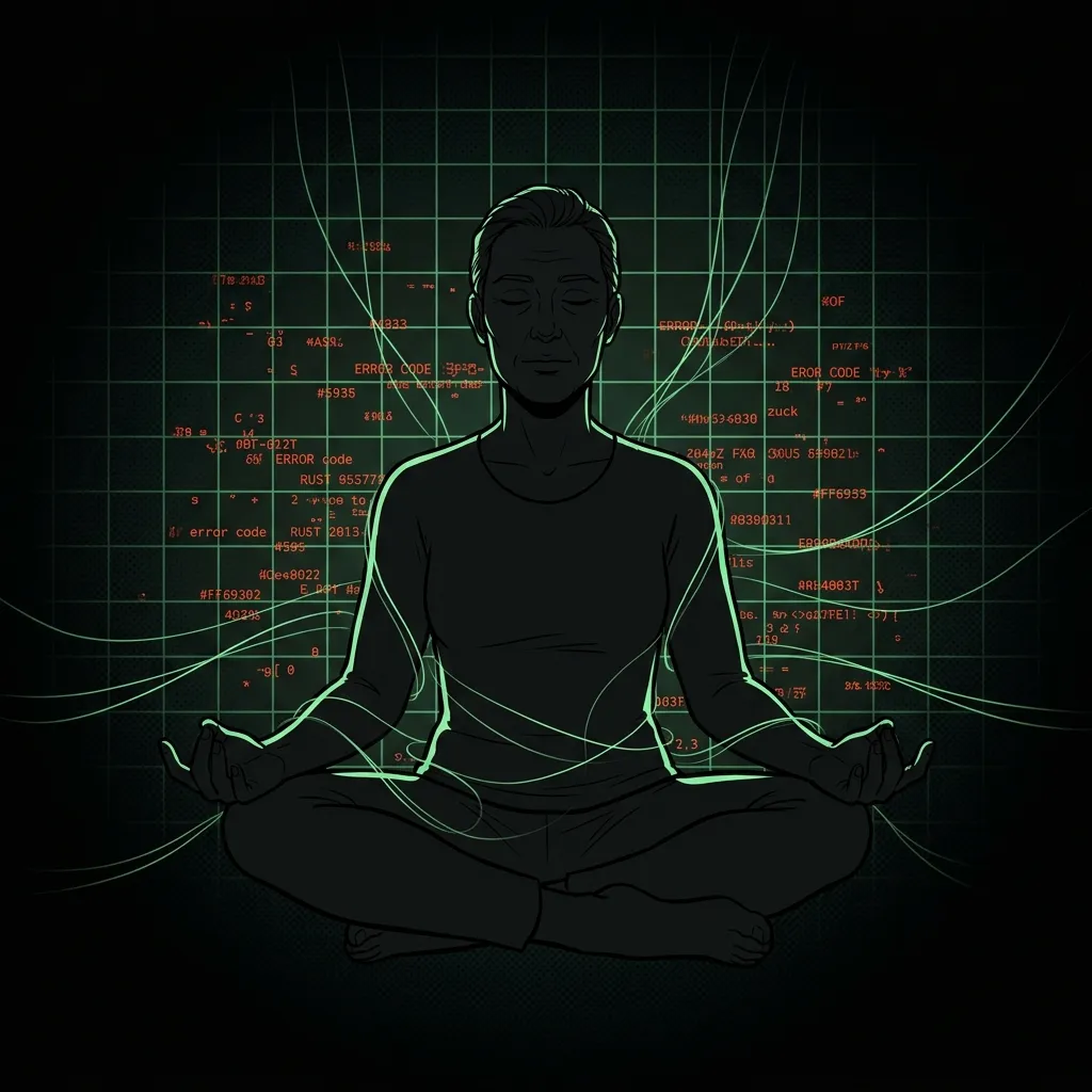 Arte digital de meditação e conexão tecnológica surrealista