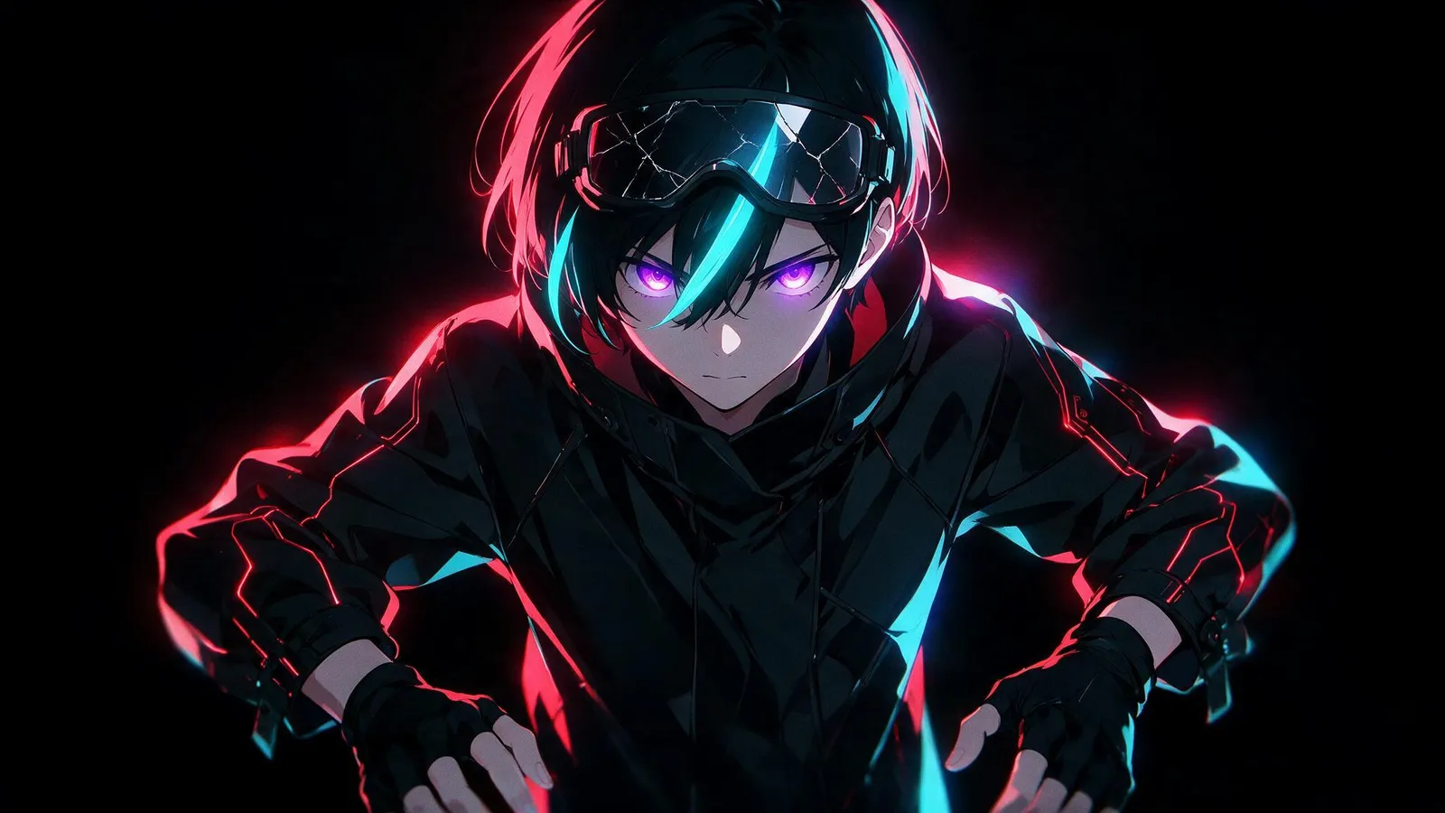Corredor andrógino cyberpunk em estilo anime