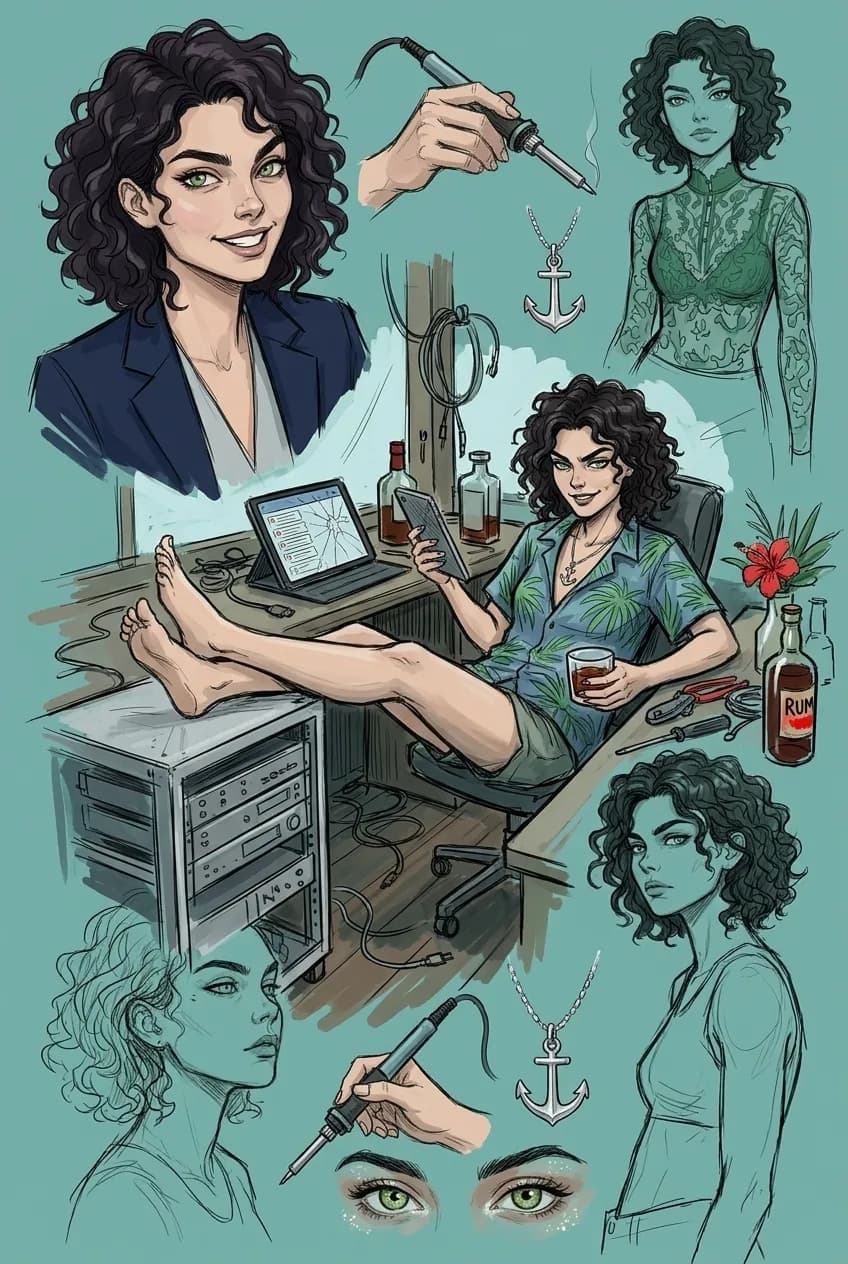 Concept art de Helen Ailith, design de personagem digital