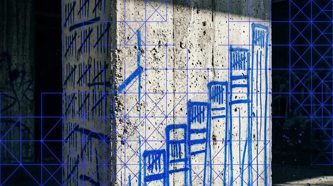 Arte abstrata urbana com graffiti azul elétrico