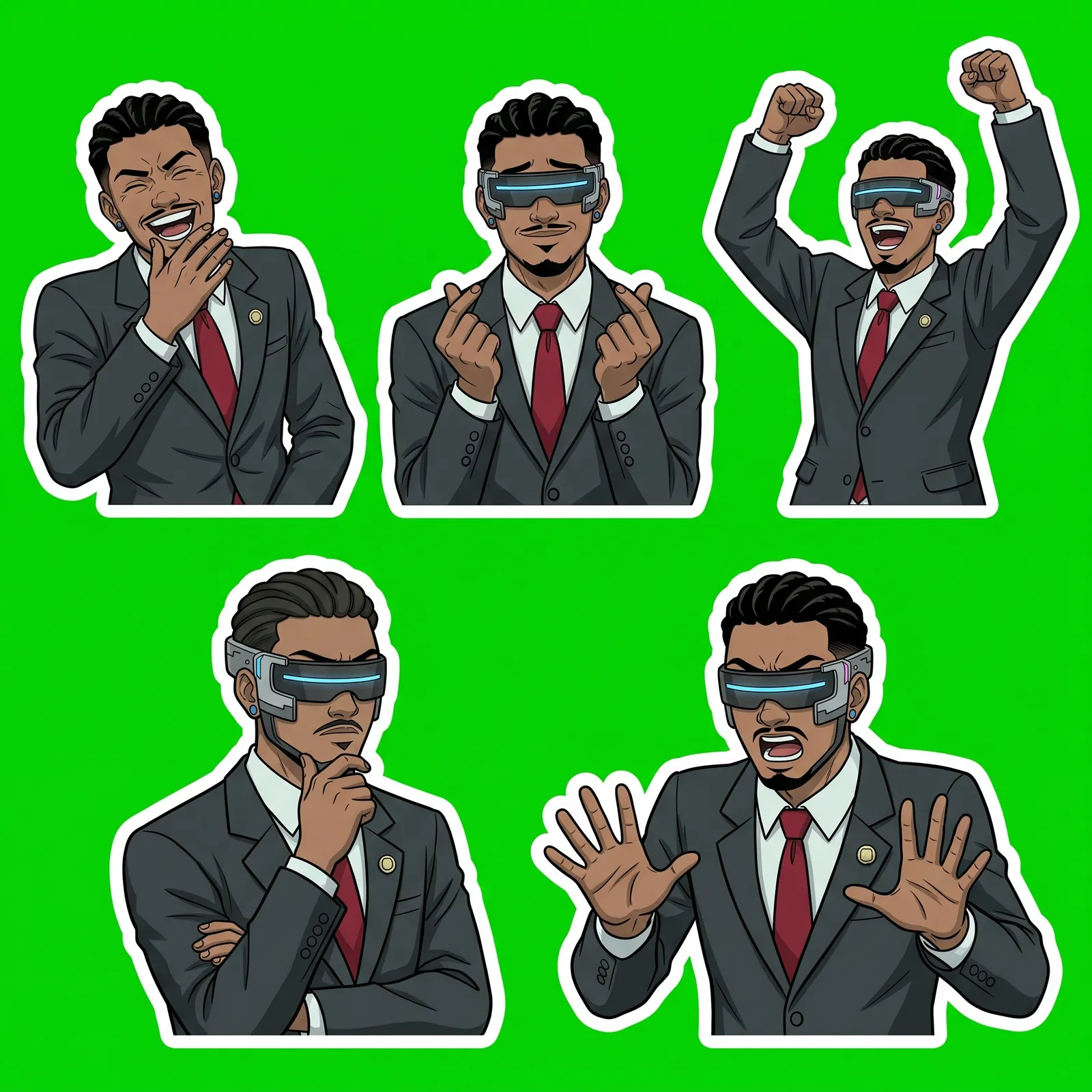Adesivos de anime com expressões emocionais variadas