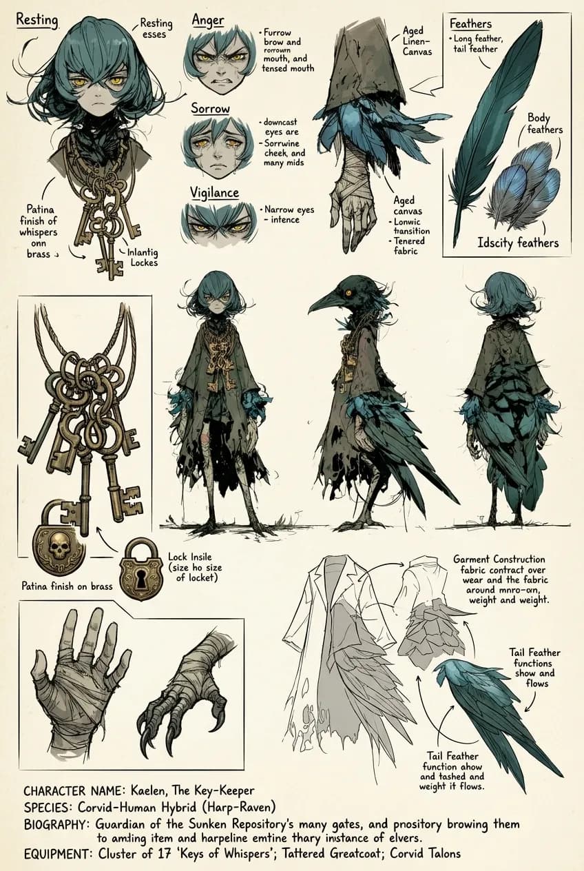 Ficha de personagem para design de arte digital