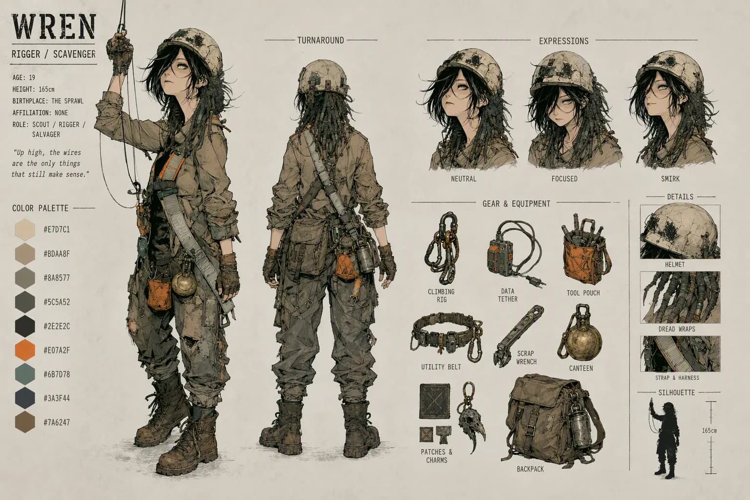 Ficha de personagem em arte digital conceitual