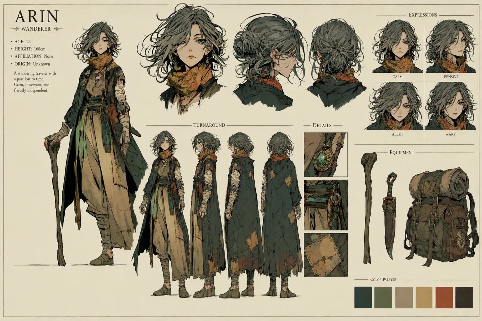 Prancha de personagem em várias poses para arte com IA