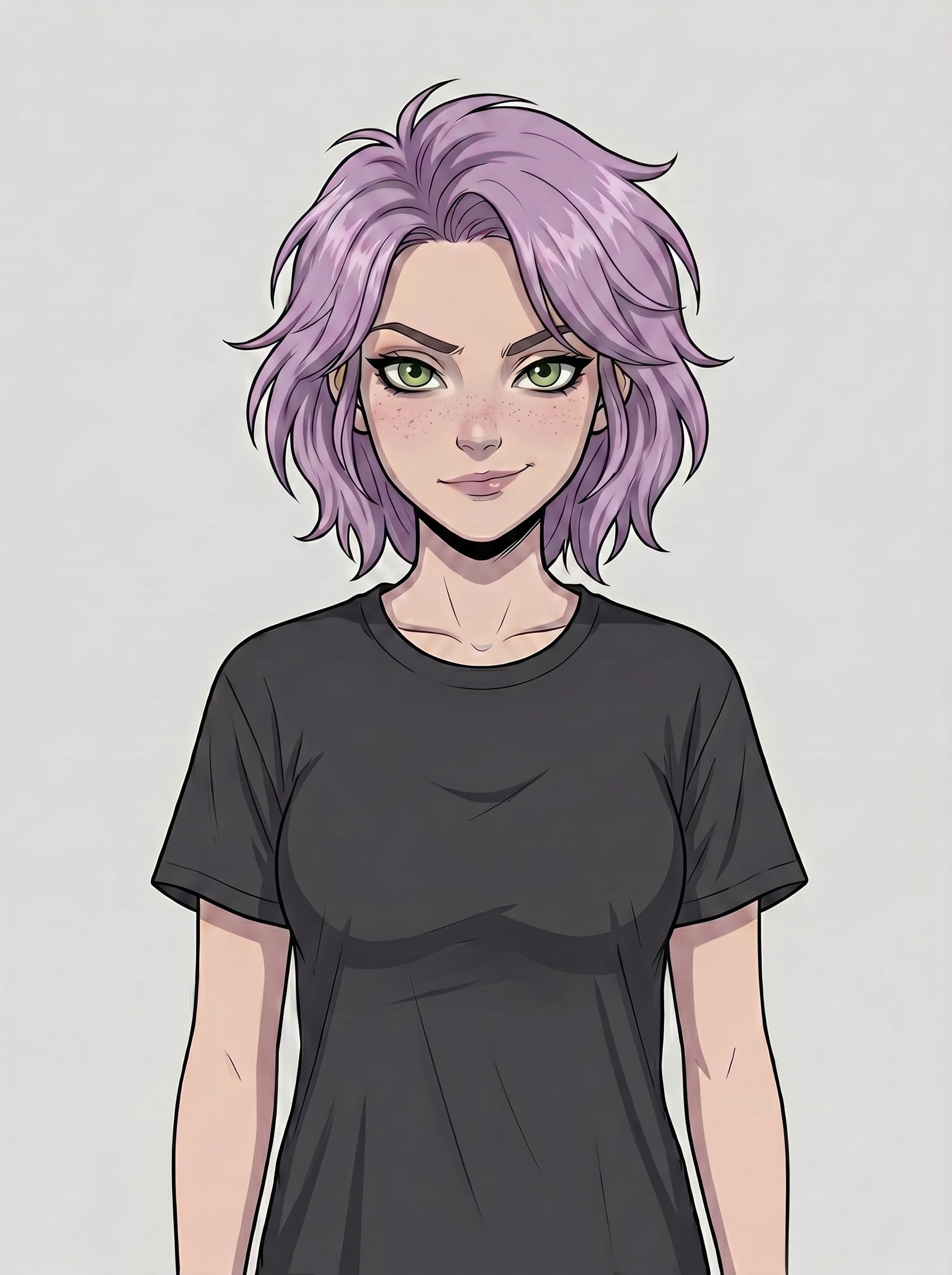 Retrato de Helen Ailith, ilustração digital com cabelo lavanda