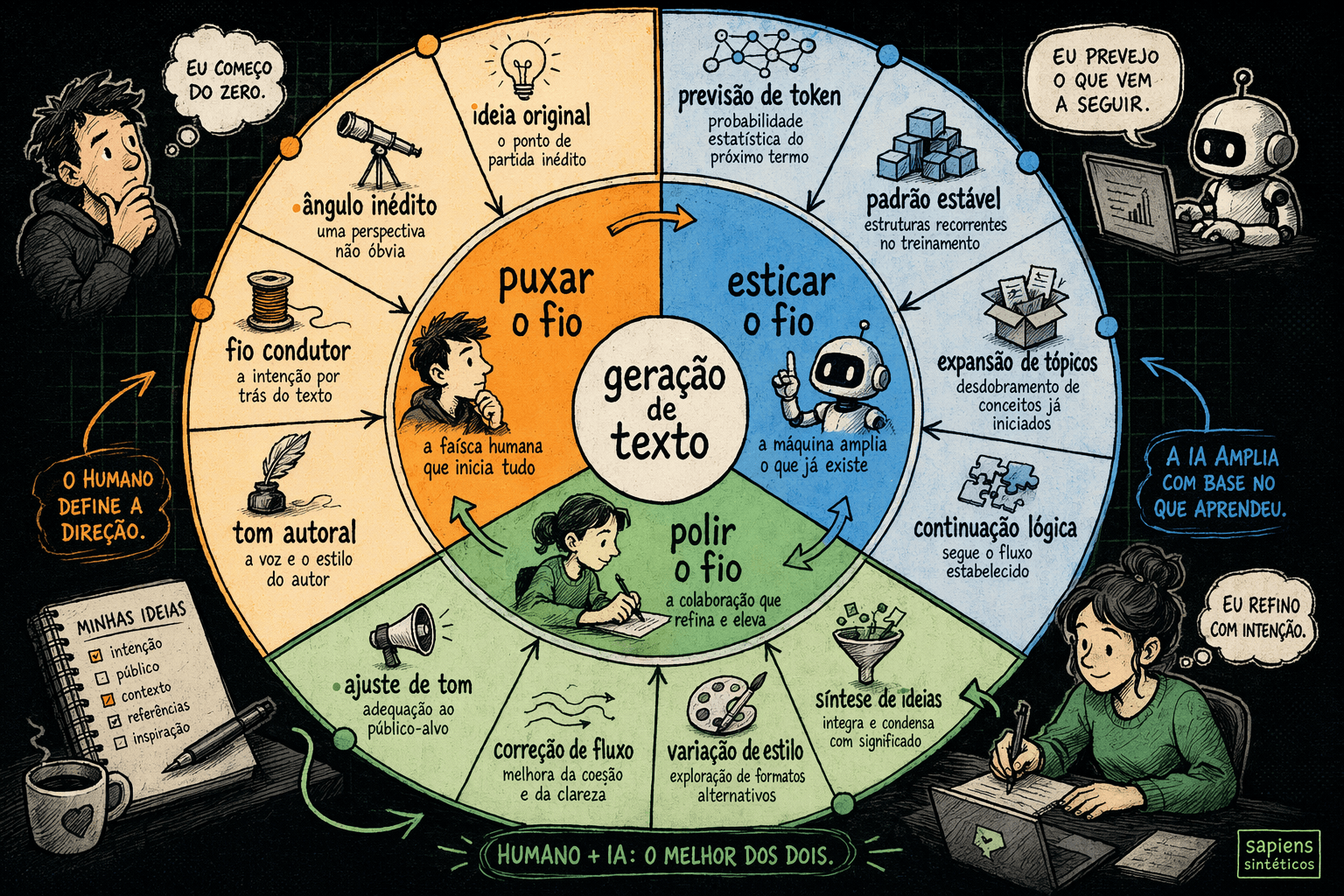 Infográfico editorial: mapa visual de contexto, arte IA