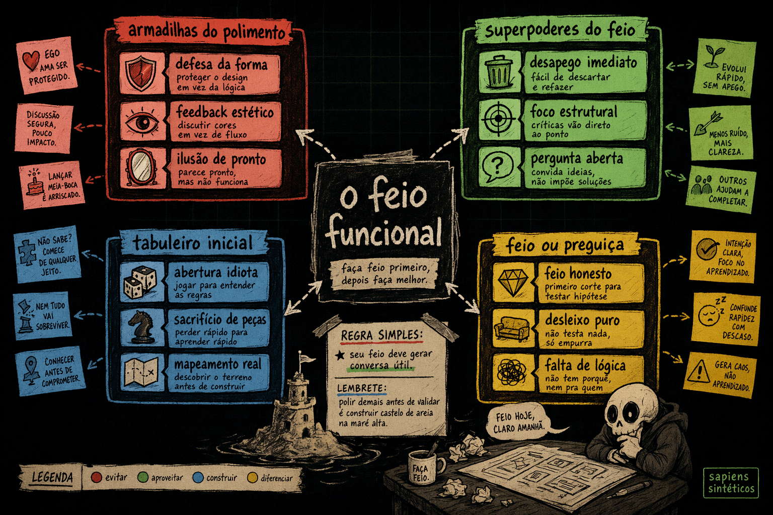 Infográfico editorial: mapa visual de conceitos com ilustração IA