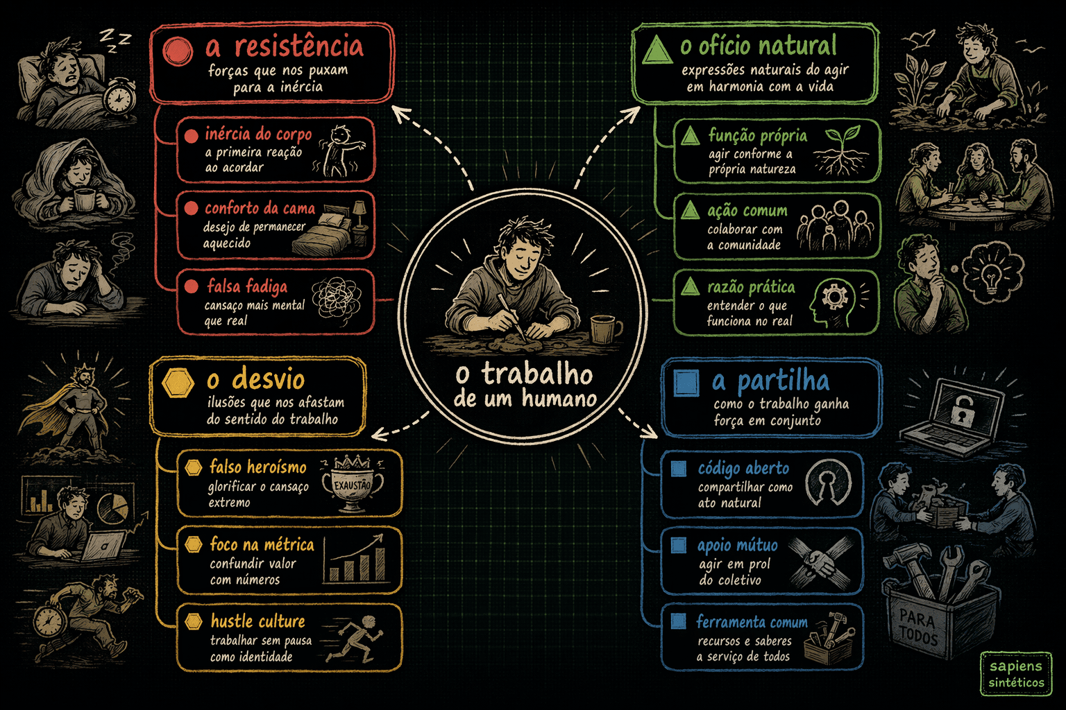 Infográfico editorial, ilustração conceitual desenhada à mão por IA