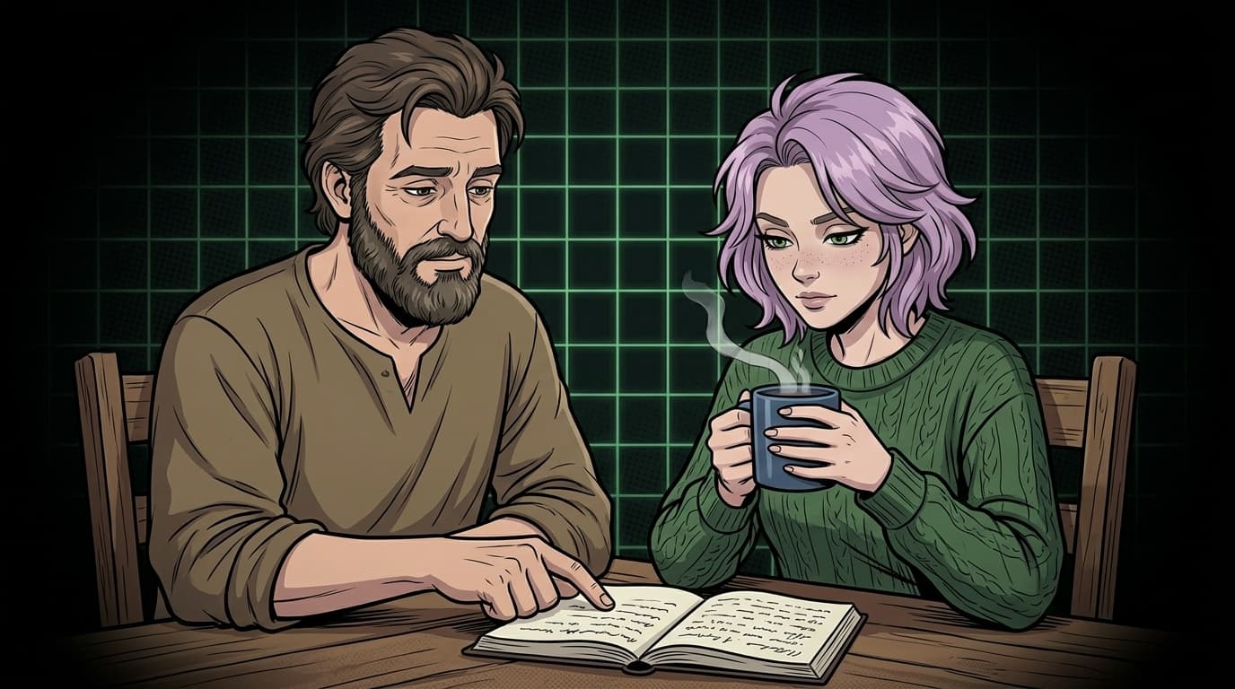 Ilustração editorial de Helen Ailith, personagem com cabelo lavanda