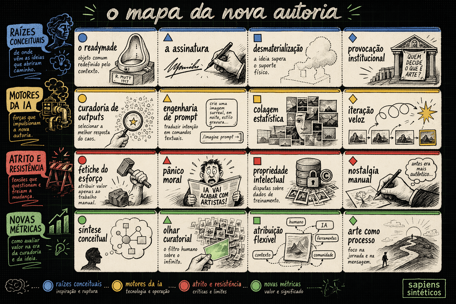Arte IA: Infográfico editorial com ilustração estilo cartoon