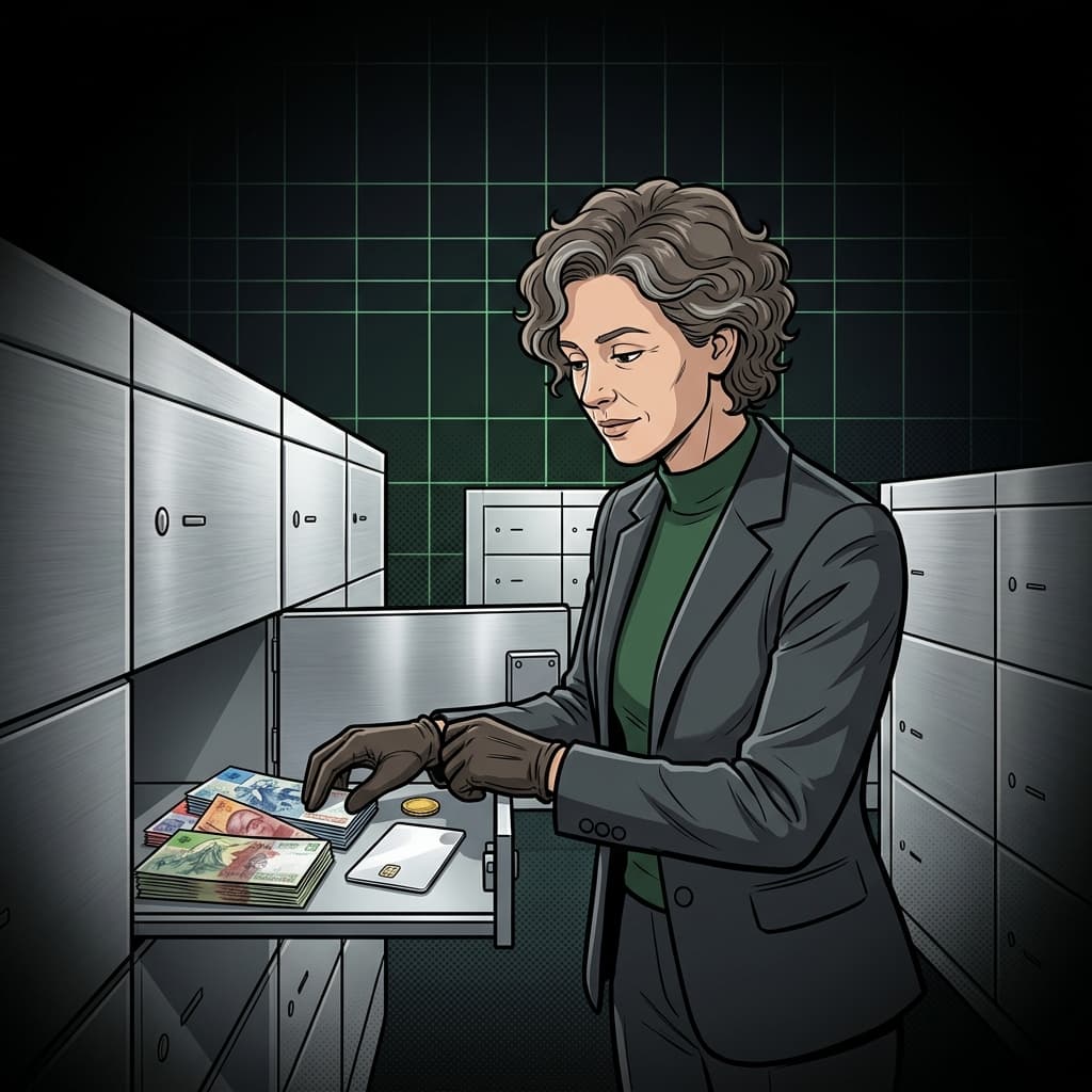 Cofre suíço moderno, ilustração digital de riqueza e finanças