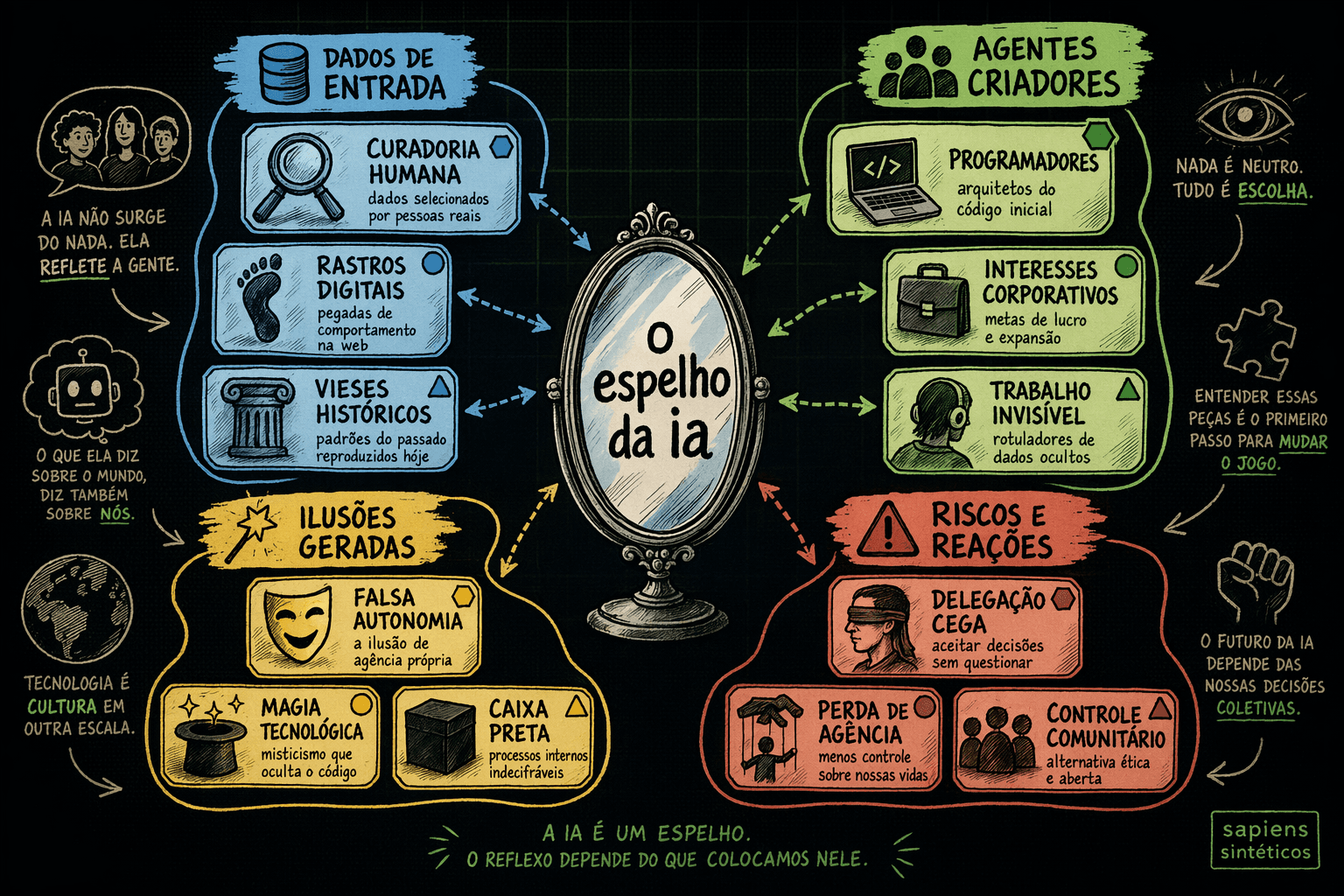 Infográfico editorial: mapa visual de conceitos com IA