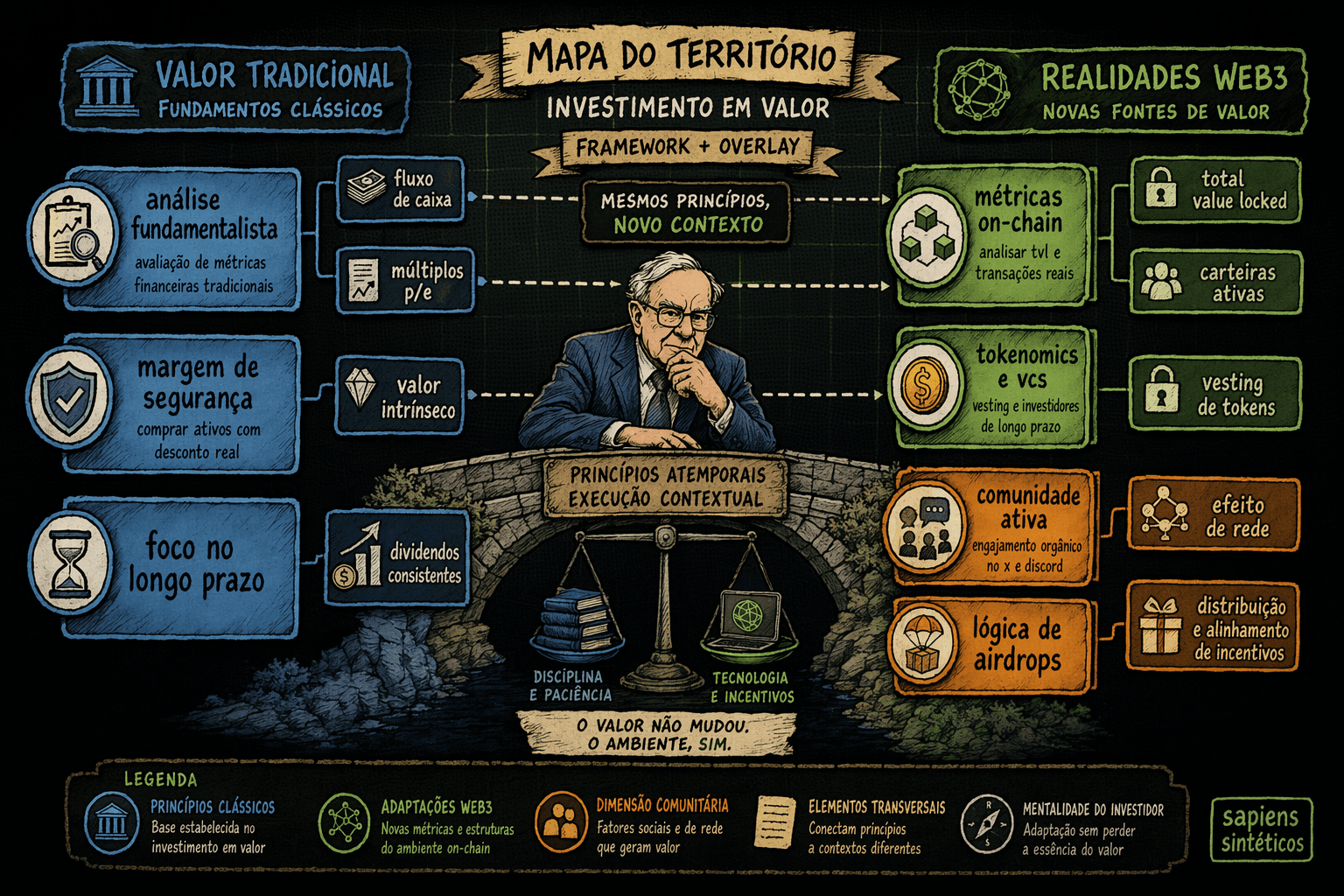 Infográfico editorial desenhado à mão, mapa conceitual com IA