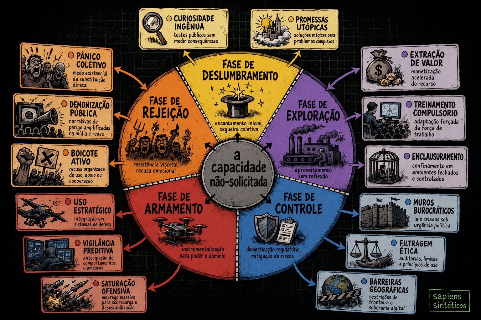 Infográfico editorial de IA, mapa conceitual visual e ilustrado