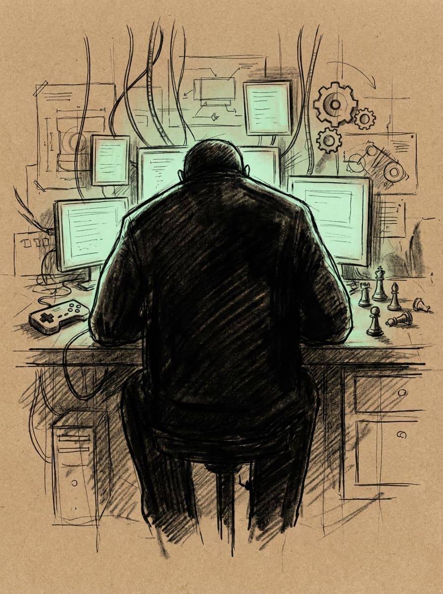 Criador noturno, arte IA de engenharia e jogos