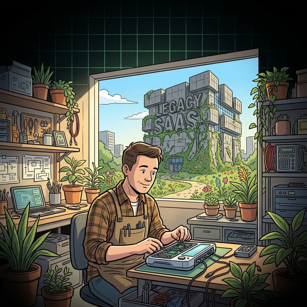 Arte IA: desenvolvedor independente criando futuro digital