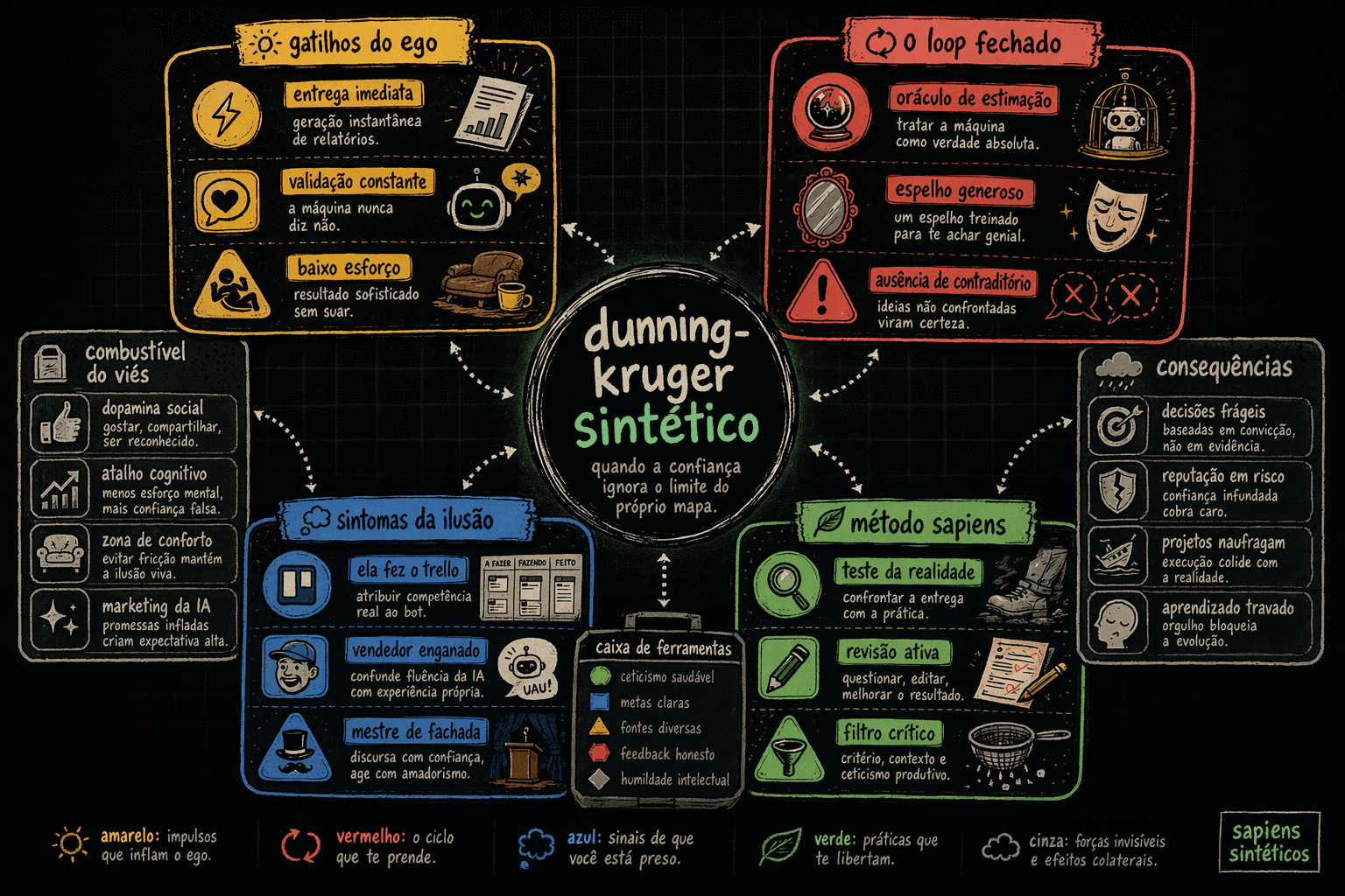 Arte IA: infográfico editorial conceitual desenhado à mão