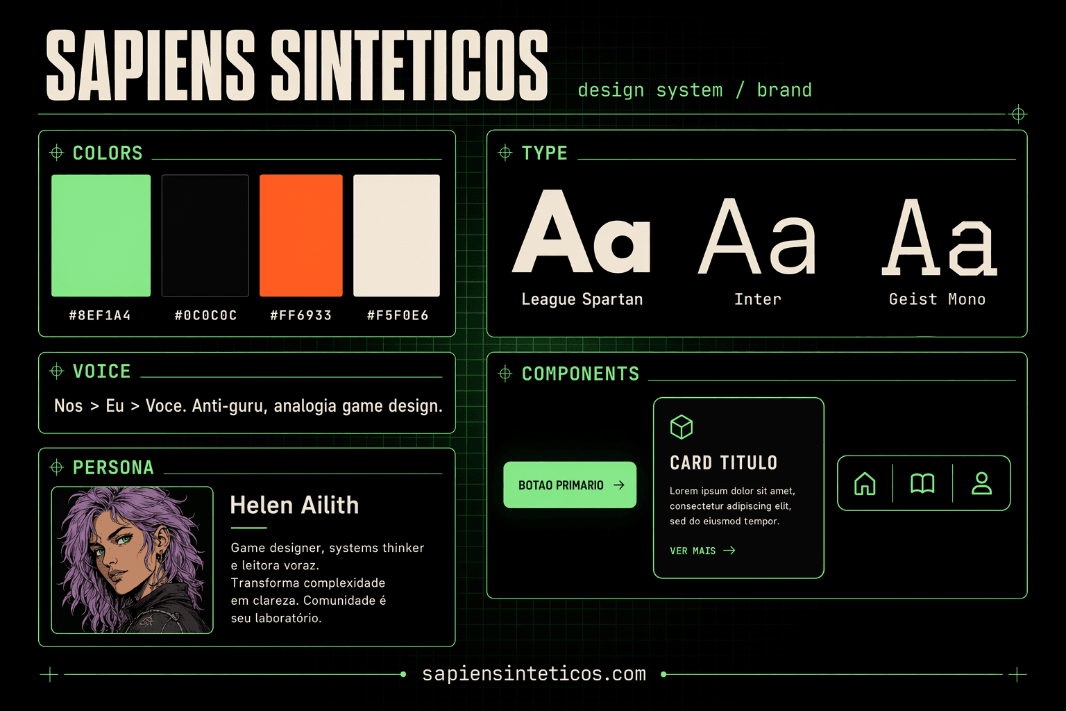 Sistema de design visual, guia de marca moderno e digital