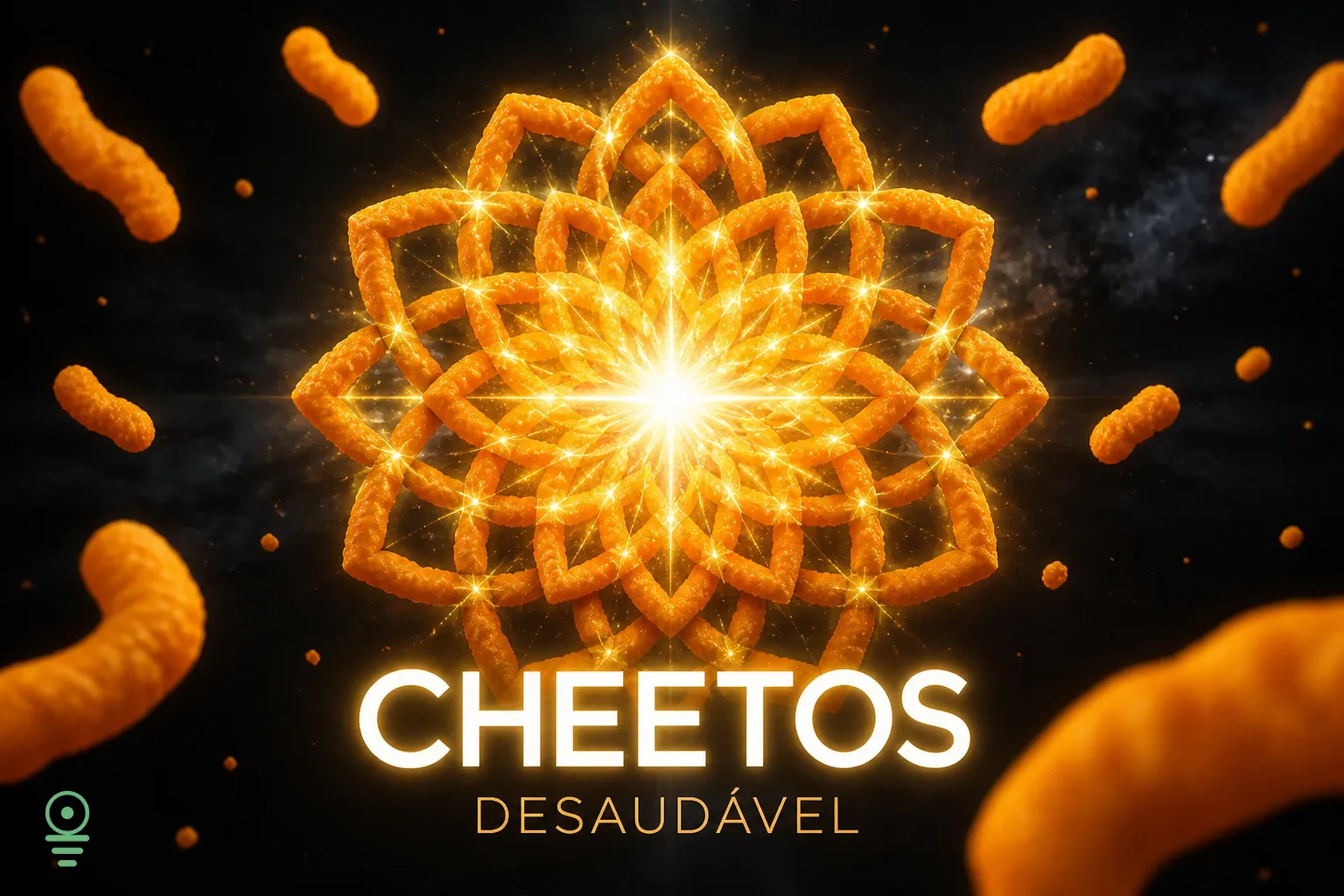Arte com IA de flor de lótus feita de Cheetos